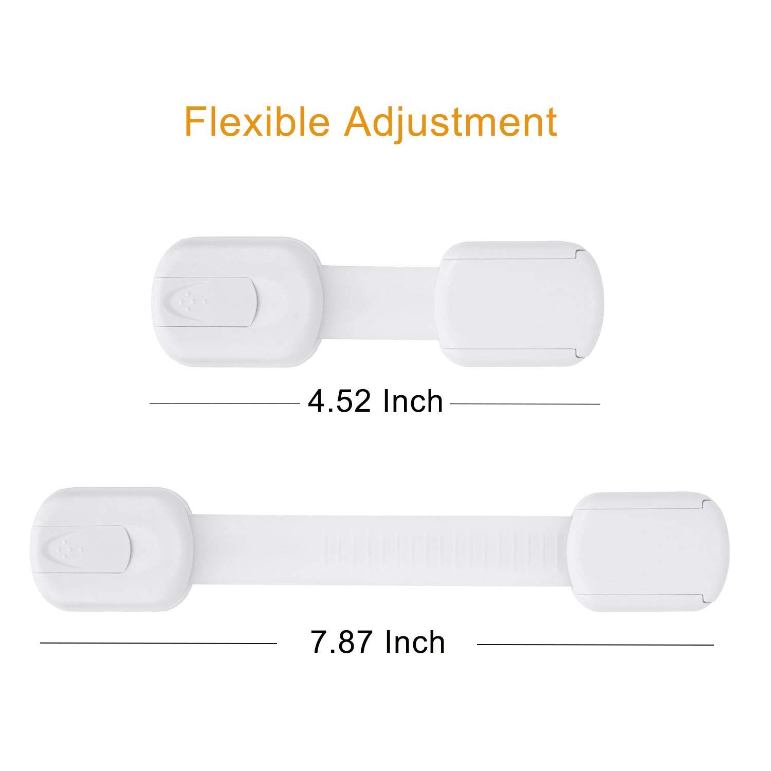12 Pack Baby Proofing Cabinet Strap Locks - Vkania Kids Proof Kit - Child Safety Drawer Cupboard Oven Refrigerator Adhesive Locks - Adjustable Toilets Seat Fridge Latches - No Drilling - Image 2